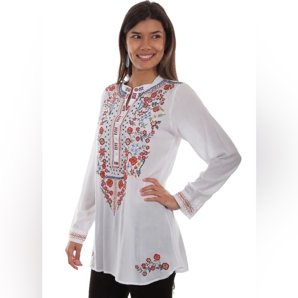 Scully Honey Creek embroidered white tunic XL